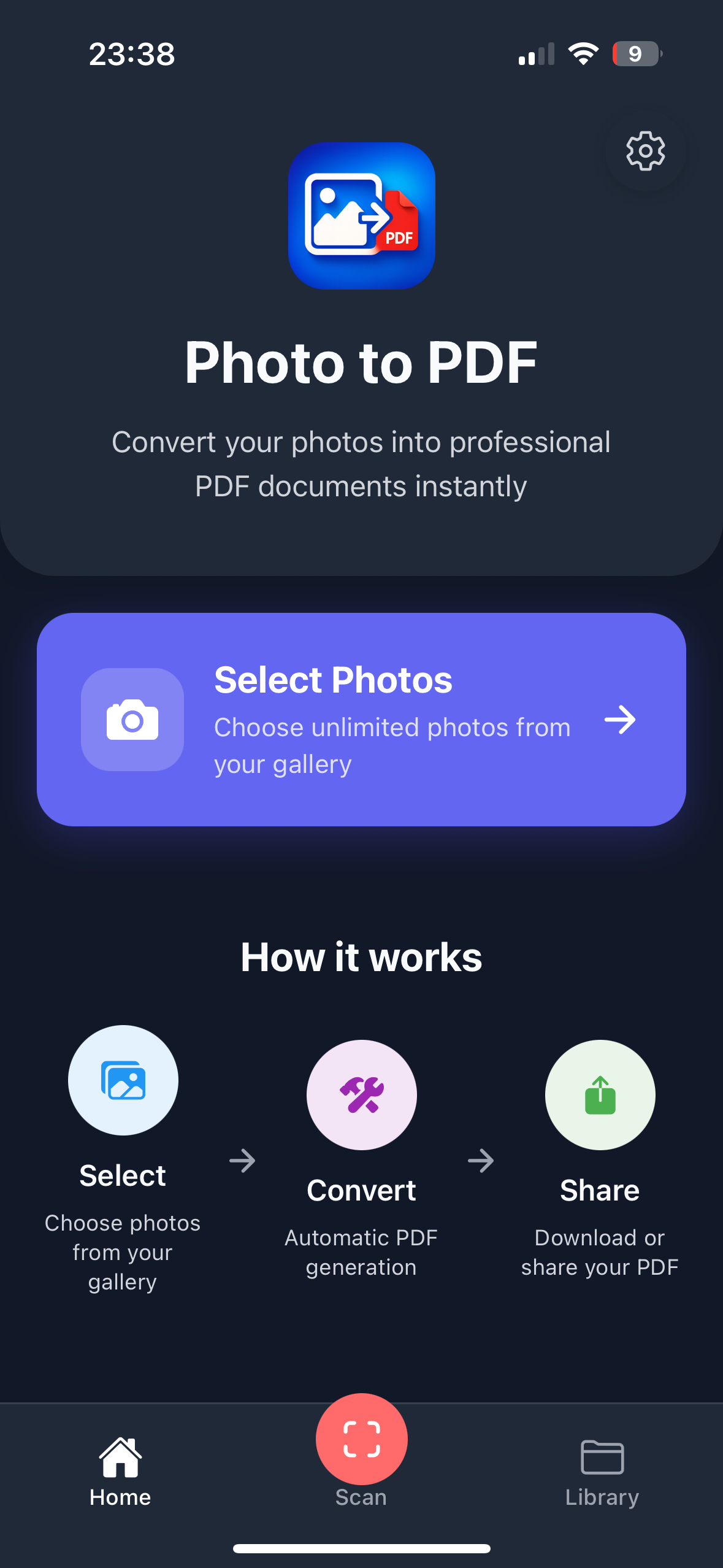 Photo to PDF Main Screen